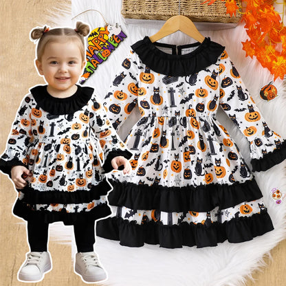 Prowow 2-8Y Kids Purple Halloween Dresses For Girls Long Sleeve Princess Mesh Spooky Spider Dress Children Halloween Costumes