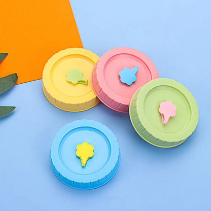 1/4Pcs Cute Universal Mason Jar Lids With Straw Hole 70mm Diameter Storage Wide Mouth Leak Proof Kitchen Supplies