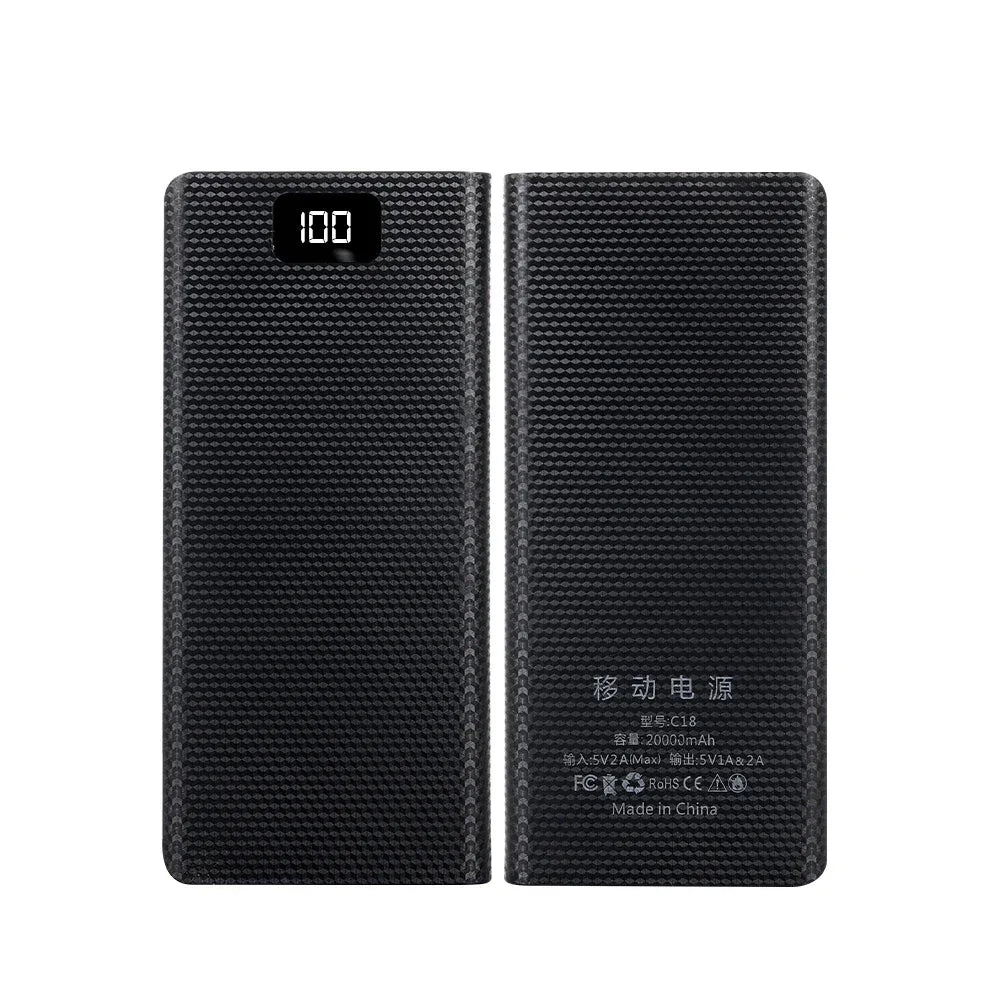 Fast Charging 18650 Power Bank 20000mAh USB Type C 5V Cases Battery Charge Storage Box Without Battery For iPhone Xiaomi Huawei