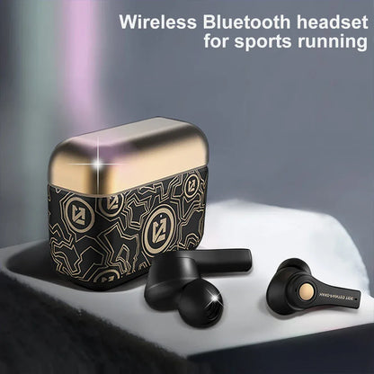 Wireless Headphones Mini Bass Earbuds Waterproof Graffiti Bluetooth-compatible 5 0 Sports Earphones  White