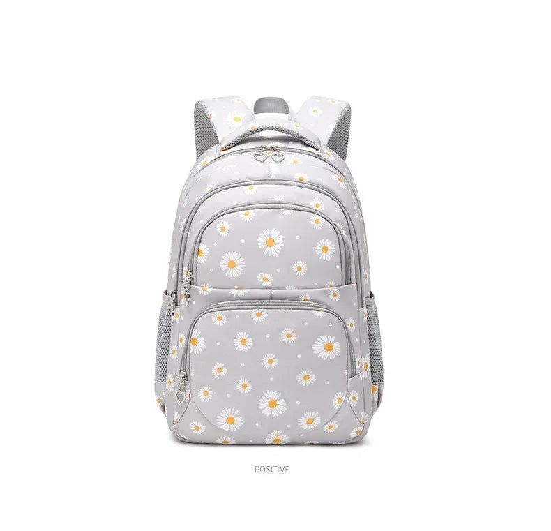Daisy Pattern School Bag Backpack Pencil Case Handbag Three Piece Set Nylon Fabric Waterproof Boys Girl Teenagers Trend Backpack
