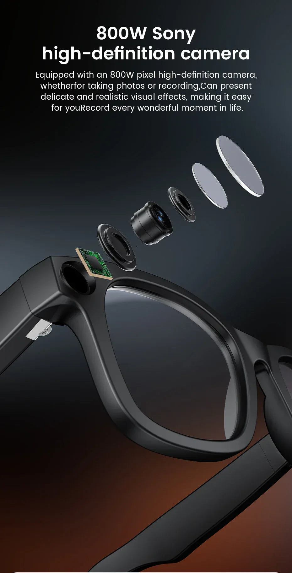 Smart Glasses AI Translation，Photography, Videography，Audio Recording WiFi Transmission Functio Color-Changing Smart Sunglasses