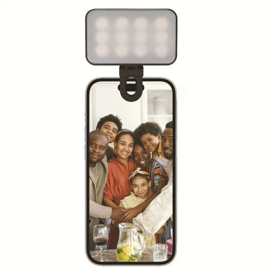 Mini Rechargeable Selfie Fill Light - 3 Color Modes, Adjustable Brightness, Clip-on LED Light for Mobile Phones & Computers by PDG ibma