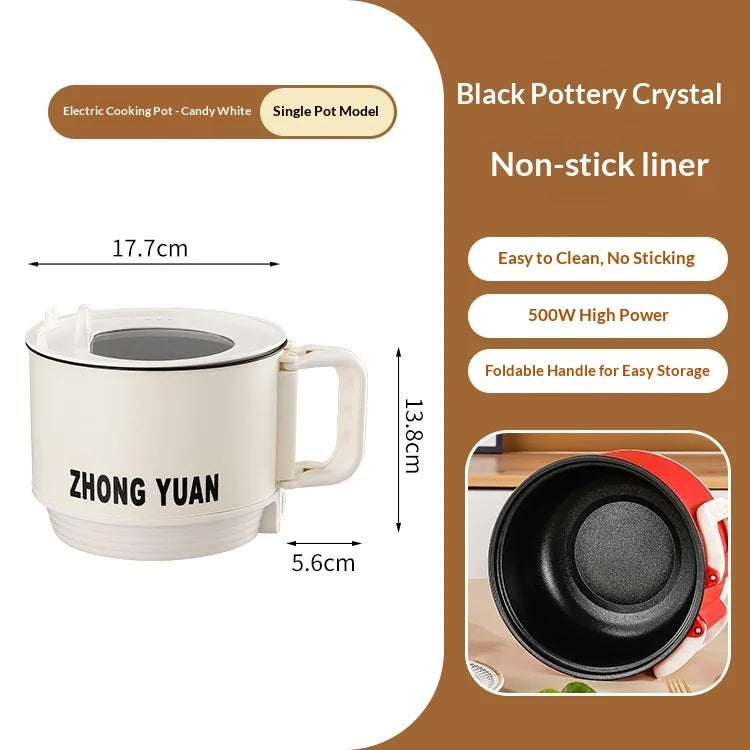 Folding Electric Pot Multifunctional Mini Cooker 15L Portable for Instant Noodles Dormitory Travel Fast Heating Auto Shut Off