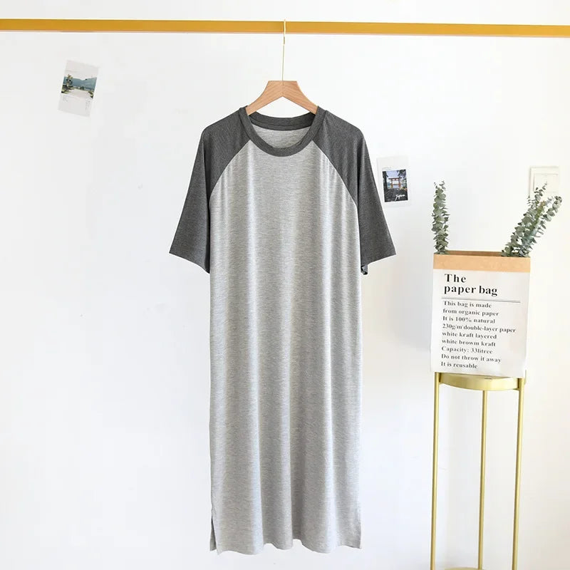Plus Size 4XL 5XL Men's Summer Pajamas Modal Fabric Casual Soft Men's Nightgown Night Dress Male Oversized Bathrobe Mens Robe
