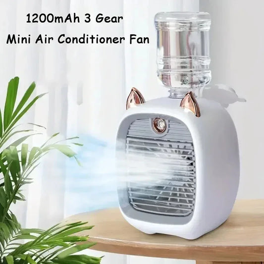 TINSOL USB Mini Air Conditioning Fan, Humidifier Desktop Fan Spray Electric, 1200mAh, Three Gear Air Conditioning, Cooling Fan by PDG ibma