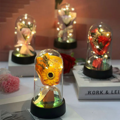 Mother's Day Graduation Season Gift Small Sunflower Plastic Cover to Send Students to Send Teachers to Glow Rose Bouquet Small O
