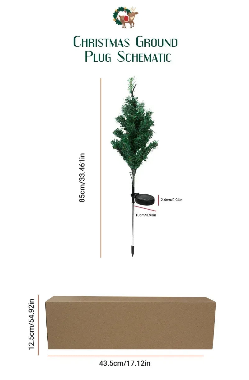 Solar LED Lights Christmas Tree Lawn Lamp Holiday Lantern For House Festive Wedding Courtyard Garden Decoration RGB Light