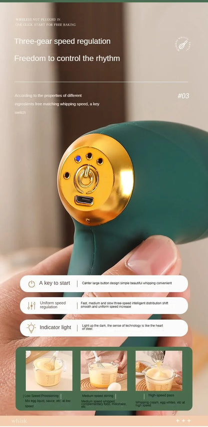 USB handheld blender, mini egg beater, coffee cream frother, rechargeable 3-speed kitchen tool, food mixer, blender