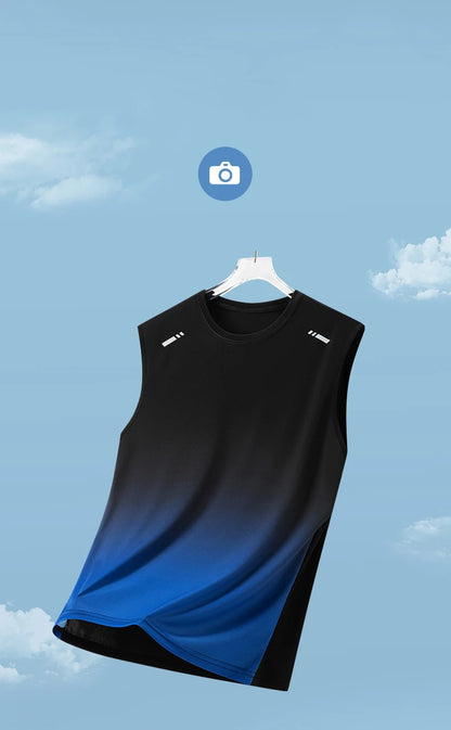 Summer Marathon Quick Dry Vest Men's Fitness Lightweight Breathable Ice Vest Men Running Moisture-Absorbent Mesh Sports Vest