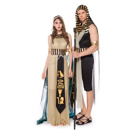 Robe Cosplay pour Couple, Costume de fête de carnaval antique égyptien, paon cléopatra, Halloween, médiéval, King, Queen, déesse