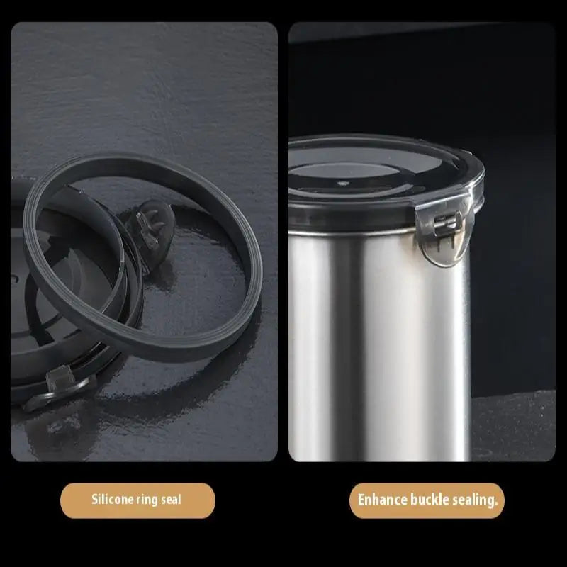 Stainless Steel Storage Jars Set 500/900/1400ml Sealed Containers Kitchen Organizer for Fresh Grain Vegetable Coffee