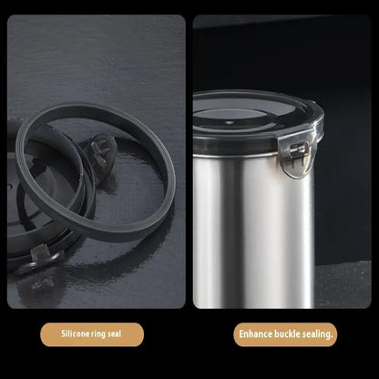 Stainless Steel Storage Jars Set 500/900/1400ml Sealed Containers Kitchen Organizer for Fresh Grain Vegetable Coffee