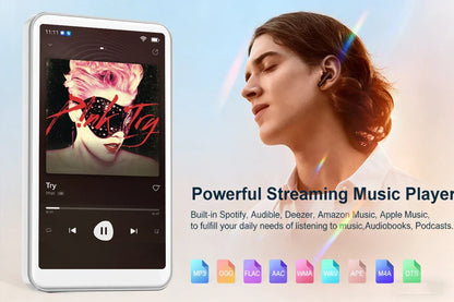 Famue BF12 4-inch 1080P MP4 Player, Android 10, Wi-Fi Bluetooth, YouTube Instagram Spotify Amazon Music Play Store Download