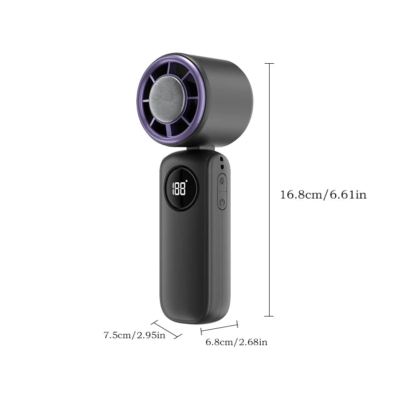 2026 Handheld Portable Cooling Fan 100 Speeds Adjustable Refrigeration Quite Mini Turbo Fan Type-C High Speed Cold Compress Fan
