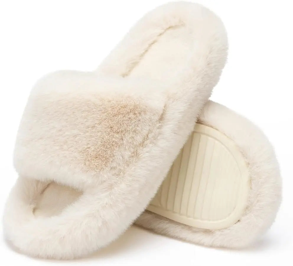 HOT SALE Blue Lotus 2025 Sherpa Fur Slippers Ultra Cozy Soft Cushion Slippers For Warm Indoor Living