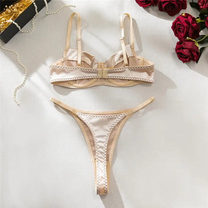 Sexy Bra Brief Sets Seamless Solid Brown Romantic Lingerie Women Vintage Thin Underwear Comfortable New Arrival Exotic Sets