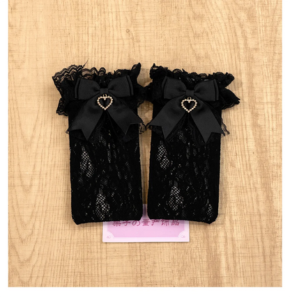 JK Lolita Lace Stockings Bow Knot Sweet Socks Female Long Stocking Teen Uniform Calf Socks Student Cute JK Socks