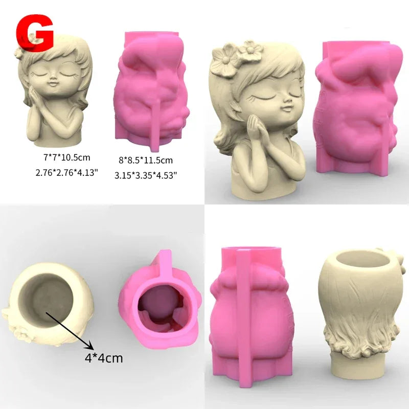 21 Types Nonstick Girls Pen Holder Mold Flower Pot Silicone Mold DIY Crafts Ornament Tool DIY Succulent Planter Mold