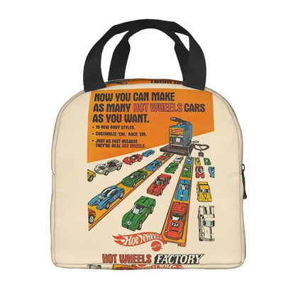 Custom Hot Wheels For Fans Thermal Insulated Lunch Bag Cartoon Sport Car Portable Lunch Container Travel Multifunction Food Box