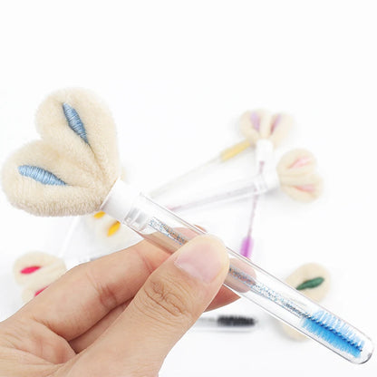 10pcs Tube Eyelash Brush Lash Extension Makeup Brushes Eyebrow Comb Rabbit Ears Designer False Eyelashes Microbrush Beauty Tool