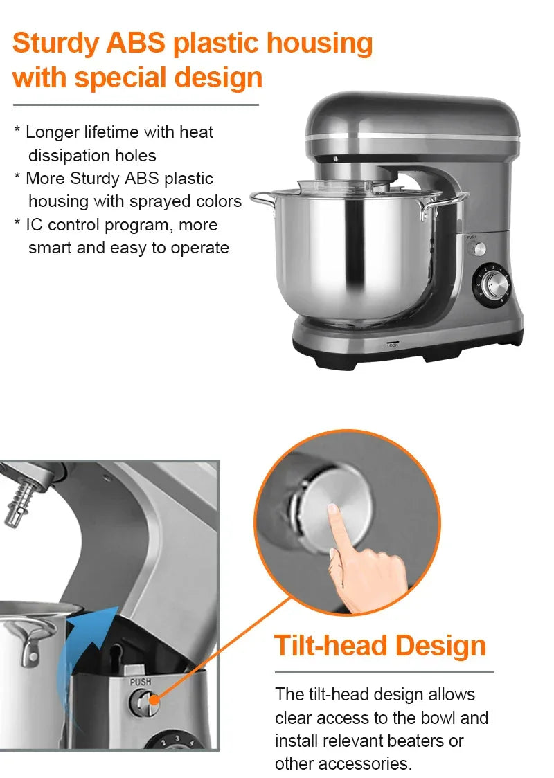 Kitchen 11 Liters Big Capacity Food Mixer 2000w Electric Food Stand Dough Mixer with Stainless Steel Bowl