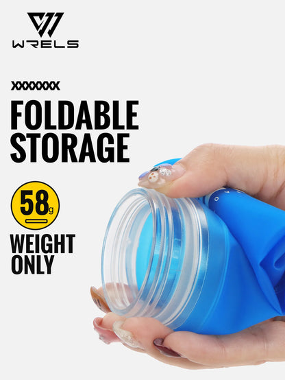 WRELS Folding Water Bottle TPU BPA-Free Leak Proof Soft Flask Outdoor Sport Marathon Hiking Camping Portable Water Bottle
