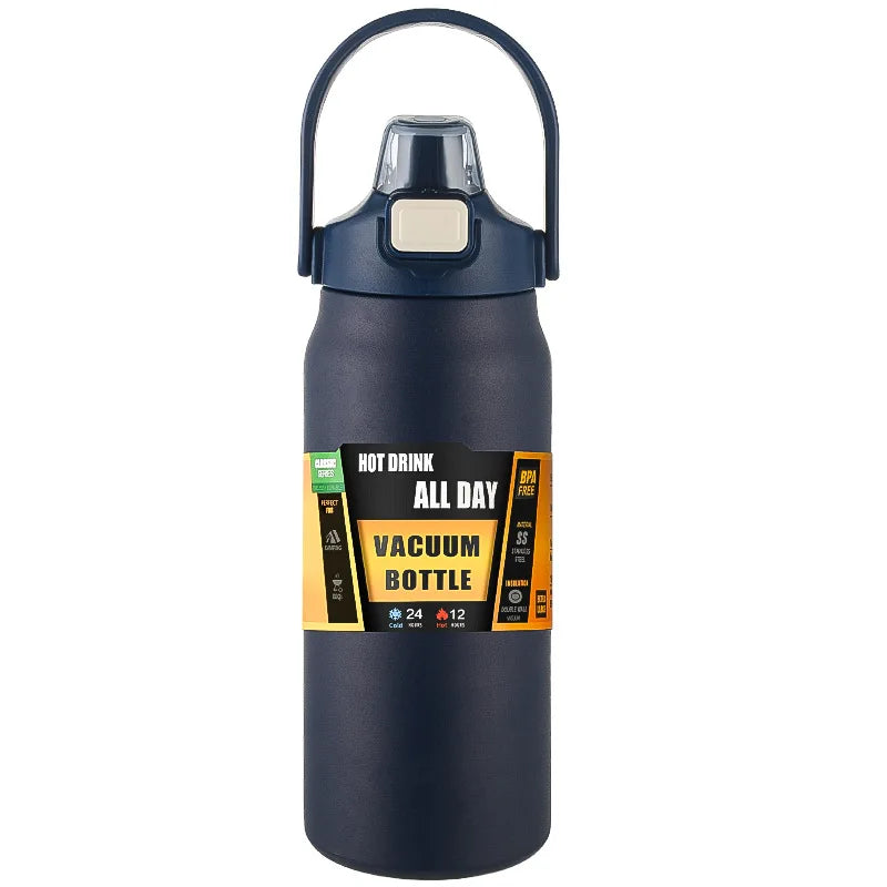 LargeCapacityOutdoor SportsThermos Bottle Portable Water Bottle Stainless Steel Vacuum Insulation with Straw 800ml/1000ml/1500ml