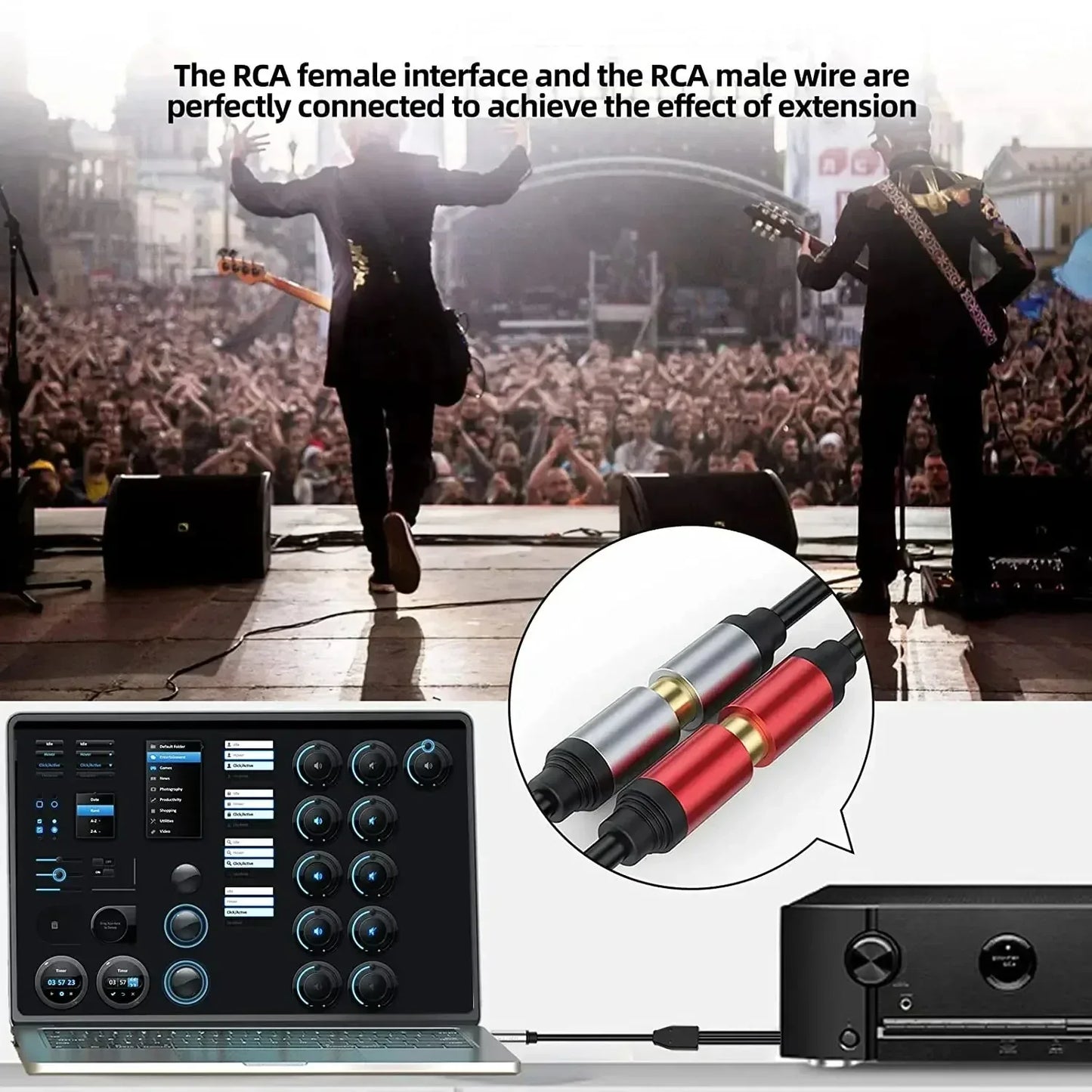 Stereo 3.5 RCA Y Cable 2RCA Male to 3.5mm Female AUX Jack Adapter Audio Cord for Computer MP3 Phone Speaker Home Theater DVD