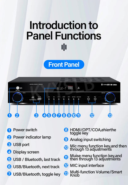 KYYSLB 900W 5.1 Bluetooth Sound Amplifier for Speakers Audio HIFI Karaoke Fever Digital Home Theater System Amplifiers