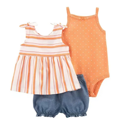 Newborn Baby Girl Clothes Set Summer Fashion Flower Cotton Infant Outfits Short Sleeved Bodysuit Shorts 3Pcs Toddler Clothing