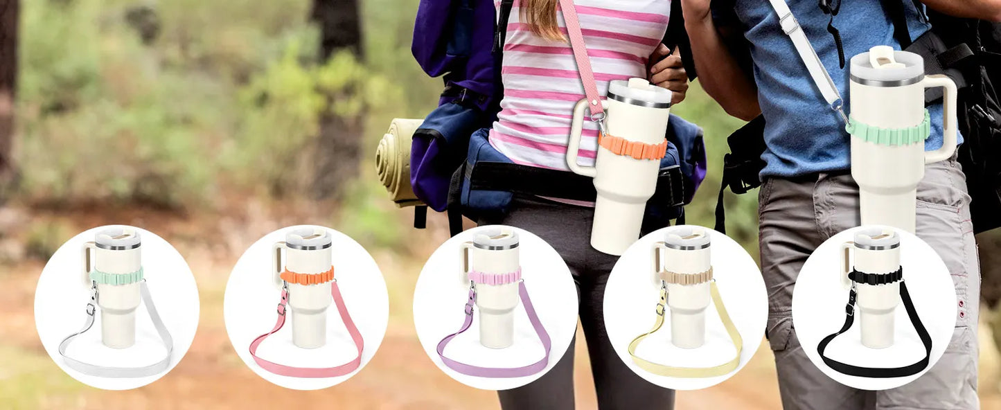 Eary Silicone Portable Water Bottle Carry Strap Handle Adjustable Water Bottle Sling Carrier With Strap Universal Cup Accessory