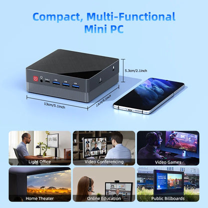 TexHoo Mini PC AMD R7 5800H 7730U up to 16G DDR4 512G NVMe Dual HDMI DP Wifi6 WDesktop Gaming Computer Dual Network Ports