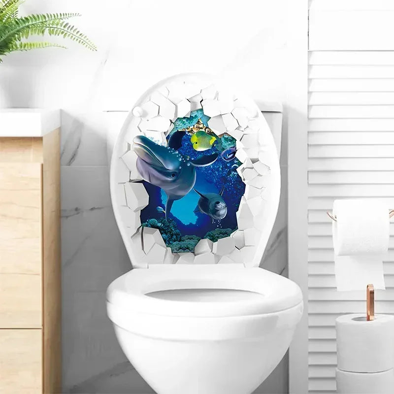 Toilet Sticker Strong Adhesive Toilet Sticker Decorative Sea Fish Toilet Sticker Waterproof Adhesive For Home 2025 Christmas