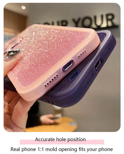 Fashion Bling Glitter Phone Case  For iPhone 16 E 15 Pro Max 14 Plus 13 12 11 Luxury Shockproof Bumper Silicone Clear Back Cover