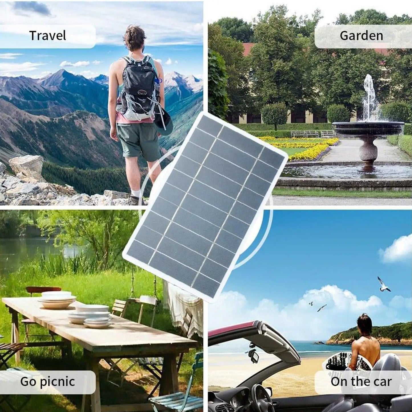 5V 400MA Solar Panel Charger Output USB Type-C Portable Solar System Mobile Phone Charger Electric Fan Outdoor Camping Home