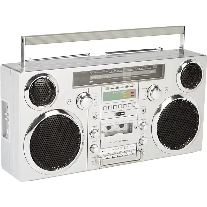 GPO Brooklyn Retro Boombox | Cassette Player, CD Player, Bluetooth Speaker, FM Radio, Portable Stereo System