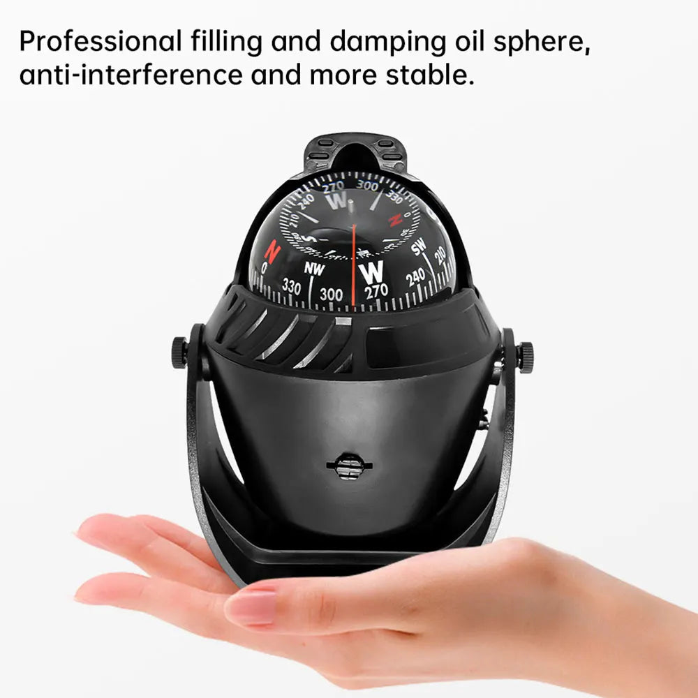 1pc Electronic Navigation Compass Sea Marine Pivoting Compass Camping Gear With Magnetic Declination Adjustment For Car Ship