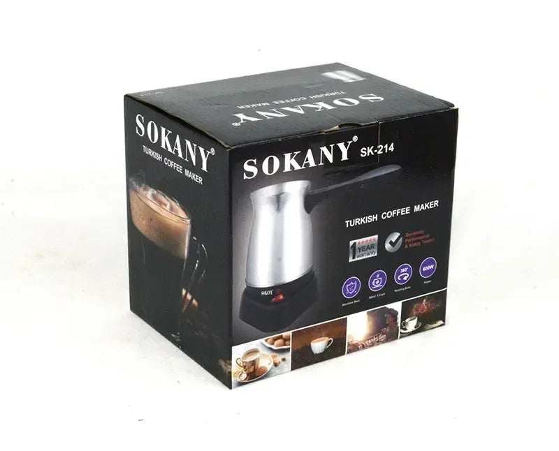 600W Turkish Electric Coffee Maker, 500ml Detached Italian Moka Pot, Stainless Steel Material, Arabic Portable Espresso Machine