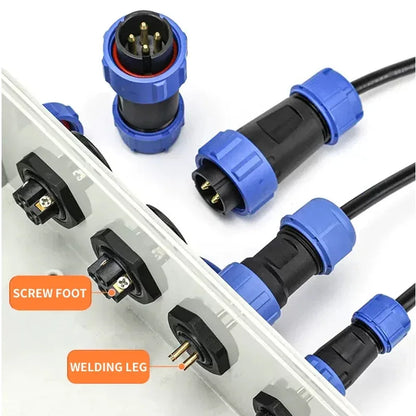 SP17 IP68 2 3 4 5 7 9 Pin Waterproof Connector Cable Adapter  Industrial Panel Mount Wire Connector Plug
