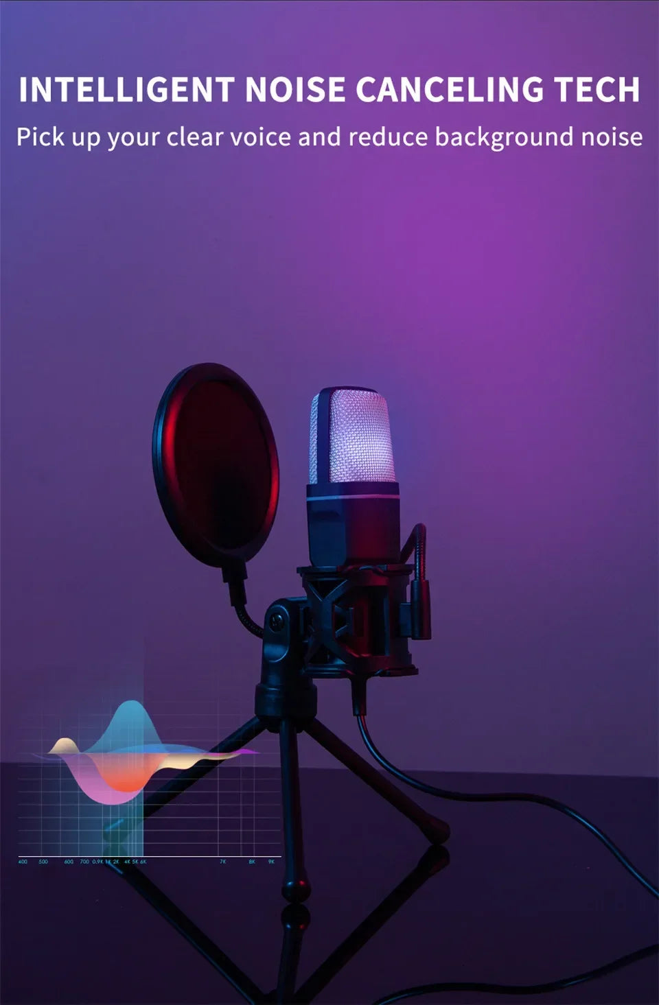 USB Microphone Clear Full RGB Capacitive Gaming Esports Desktop Microphone Live Conferencing Podcast Recording Studio Computer
