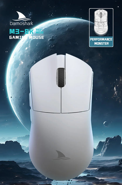 Darmoshark M3 Gaming Mouse Dual Mode 8K Wireless Tri-Mode PAW3395 Big Hand Macro Game Mouse 26000 DPI Lightweight Mice