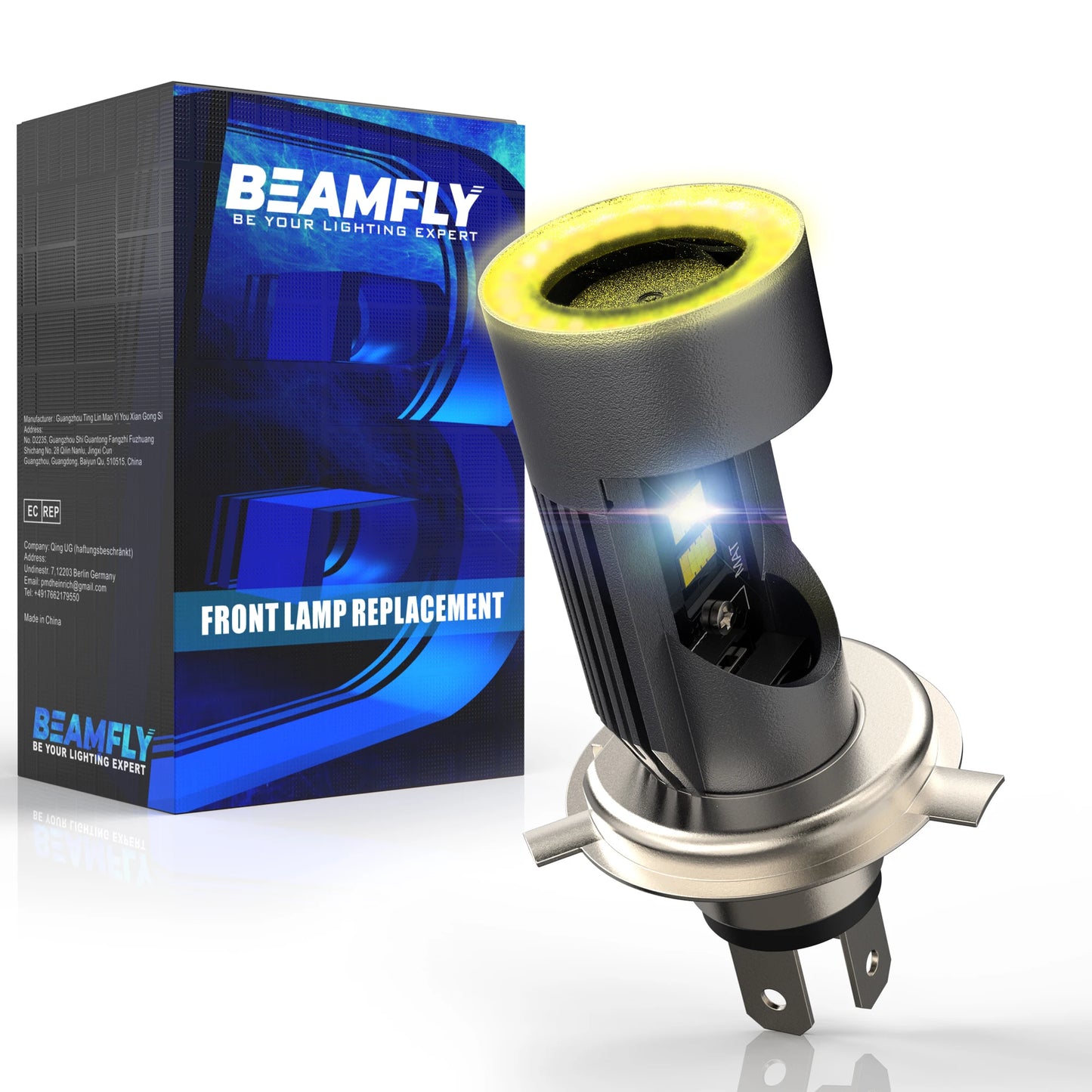 30W LED Headlight Bulb H4 Five Color Halo Ring HS1 P43T Auto Headlight EyeSuper 6000K Csp Plug&Play Motorcycle Bulb 1PC 12/24V