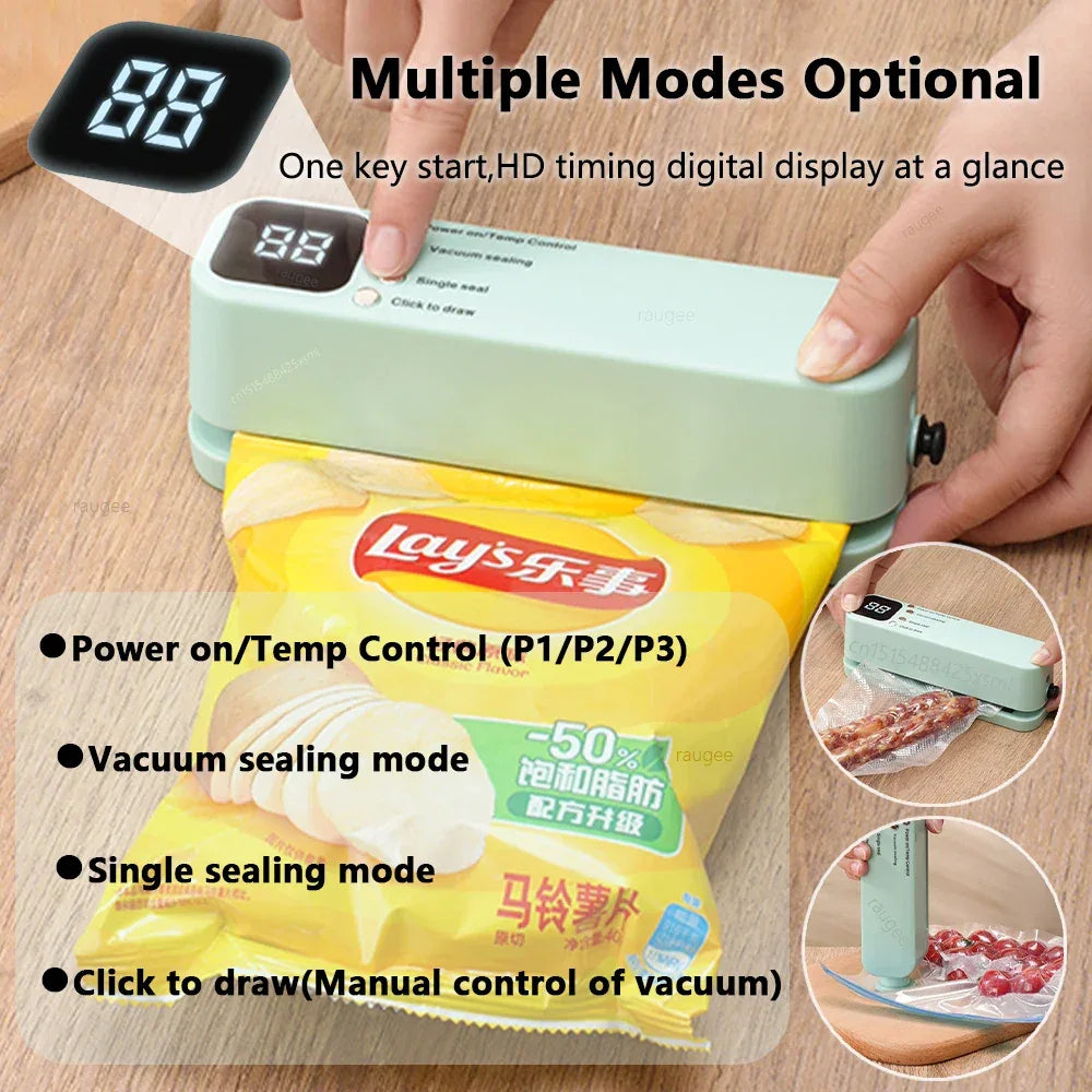 Plastic Bags Sealer Food Packaging Bag Sealing Machine Mini Sealer Portable Heat Bag Sealer Rechargeable Food Bag Thermal Sealer