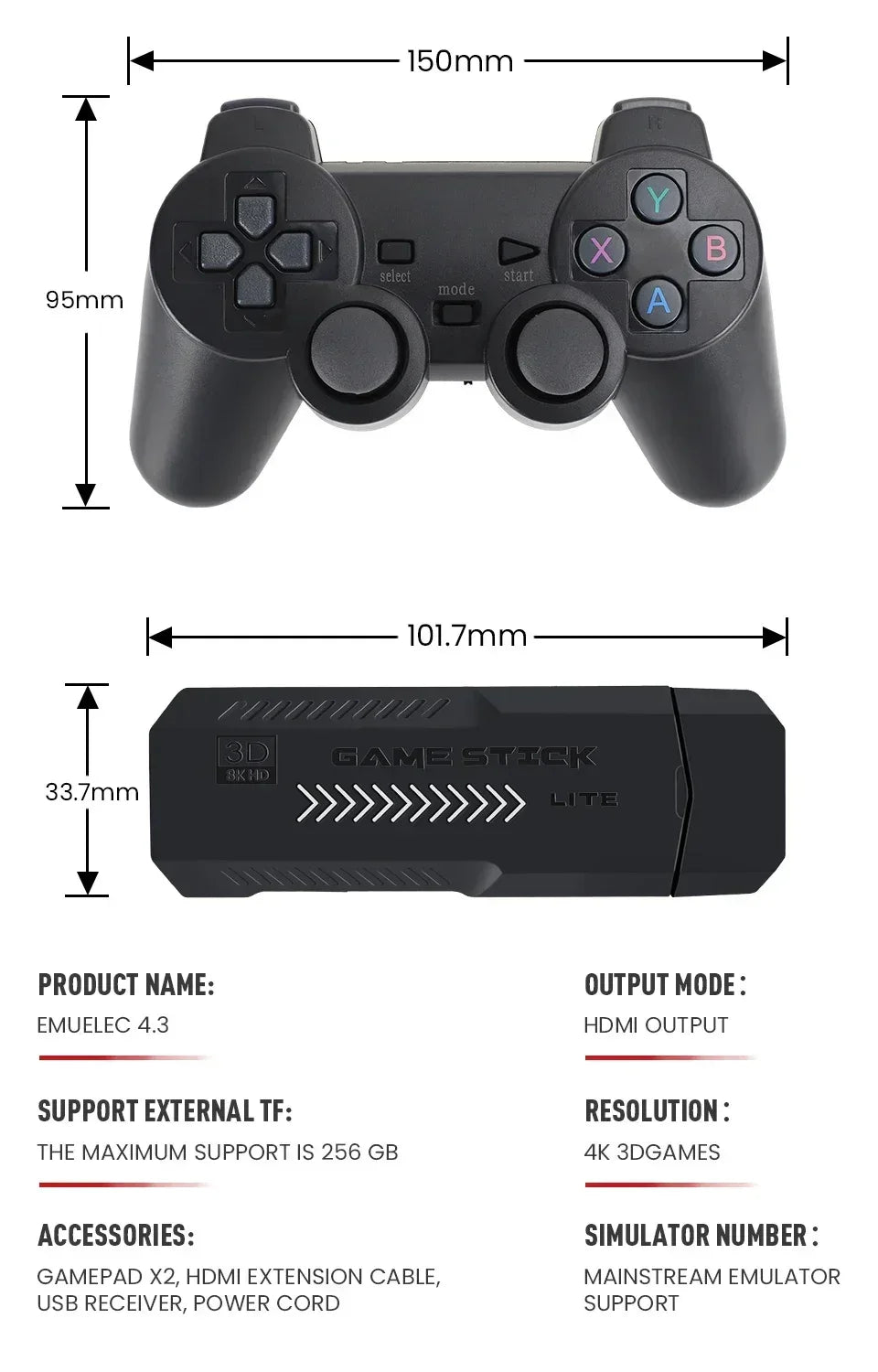 X2 Plus Game Stick 4K HD 2 4G Retro Video Game Console Wireless Controller TV Emulator PS1 N64 DC 256G Games