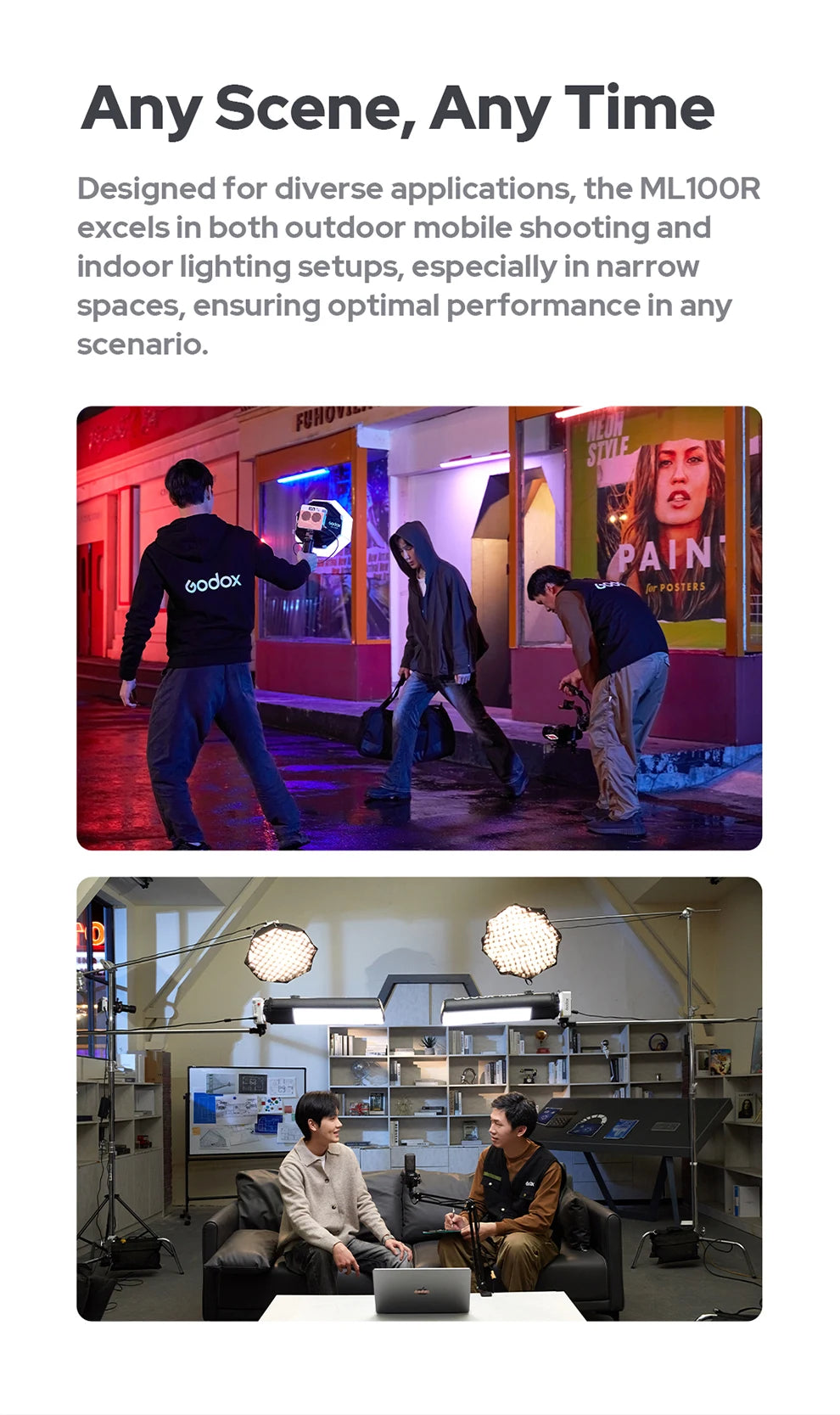 Godox ML100R 110W RGB LED Video Light 2800-6500K 11 FX Effects APP Control Godox Mount for Filmmaking/Live Streaming/Vlog