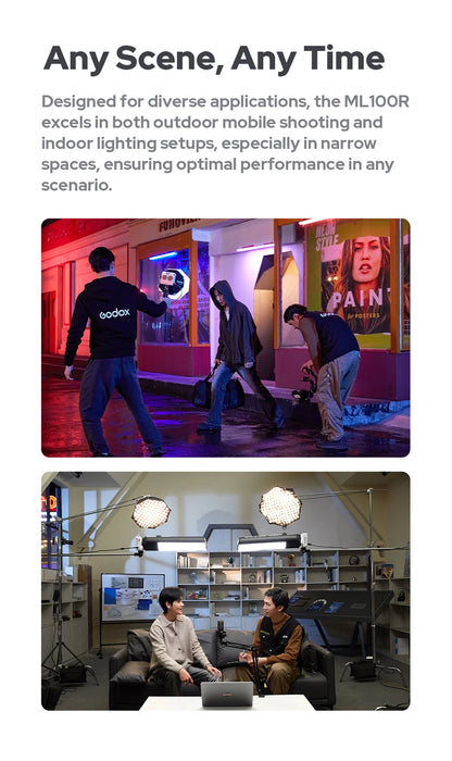Godox ML100R 110W RGB LED Video Light 2800-6500K 11 FX Effects APP Control Godox Mount for Filmmaking/Live Streaming/Vlog