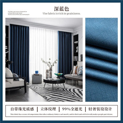 Japanese Simple Thickened Living Room Blackout Curtain Light Luxury High End Fresh Bedroom Curtains 2025 New Velvet Linen Drapes