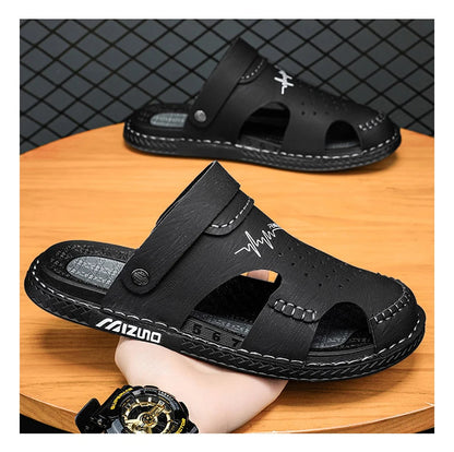 Men's Baotou Sandals Summer new Outdoor Cool Breathable Anti slip Waterproof Beach Shoes Soft Sole Fashion Dual purpose Slippers
