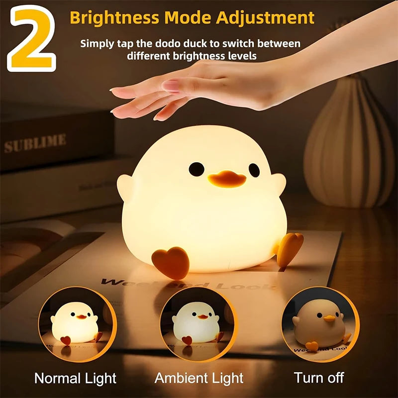 Cute Axolotl Night Light Silicone Nursery Sleeping Lamp Touch Control Nightlights USB Rechargeable Table Lamp for Baby Child